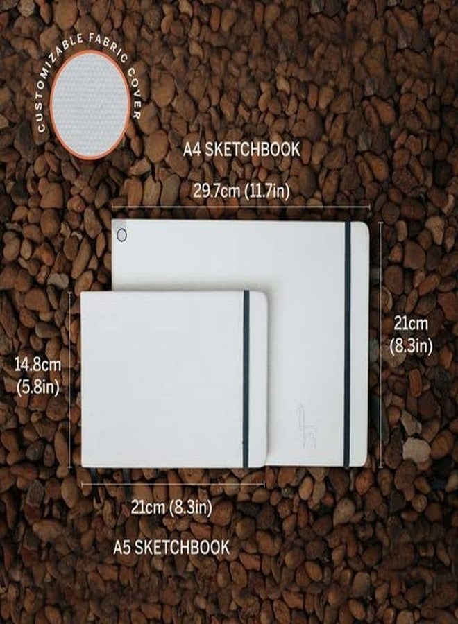 Etchr A4 Landscape Sketchbook - Cold Press Mixed Media 100% Cotton - Hardcover Drawing Book 8.3"x11.7" With 52 Pages - Customizable Cover - Image 3